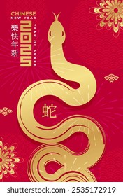 Toque no Ano da Cobra 2025 com arte impressionante de cobra e elegantes designs tradicionais chineses. (Tradução para o chinês: Feliz Ano Novo Chinês 2025, Ano da Cobra).