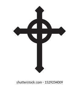 Ringed Celtic or Gothic Christian cross with nimbus ring flat vector icon for religion apps and websites