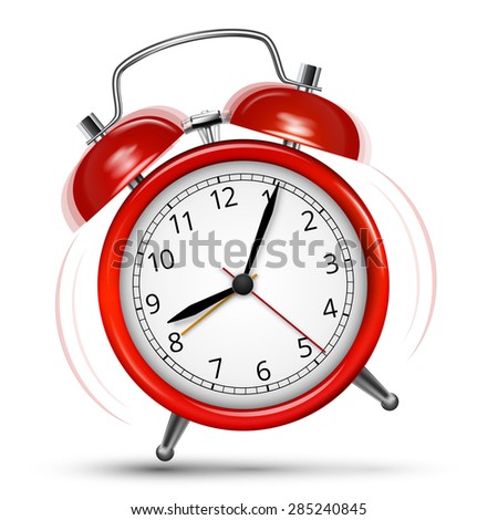 Ringed  jumped classic red alarm on white background. Vector illustration