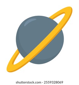 Ringed Planet Emoji Icon Illustration. Astronomy Vector Symbol Emoticon Design Doodle Vector.