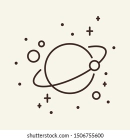 Ringed planet line icon. Space, planet, star. Space technology concept. Vector illustration can be used for topics like cosmonautics, modern technologies, science