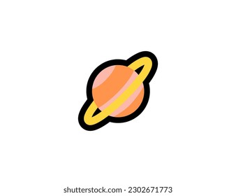 Ringed planet vector icon on a white background. Saturn emoji illustration. Isolated Saturn, ringed planet vector emoticon
