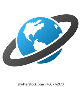 Ringed Planet vector toolbar icon for software design. Style is a gradient icon symbol on a white background.