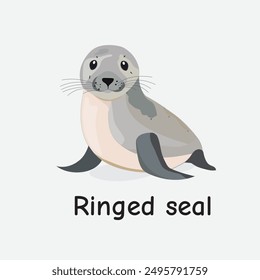 Ringed Seal Vector Illustration: Arctic Marine Mammal