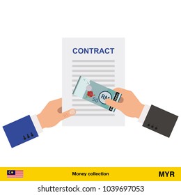Ringgit banknote. Contract concept vector illustration.

