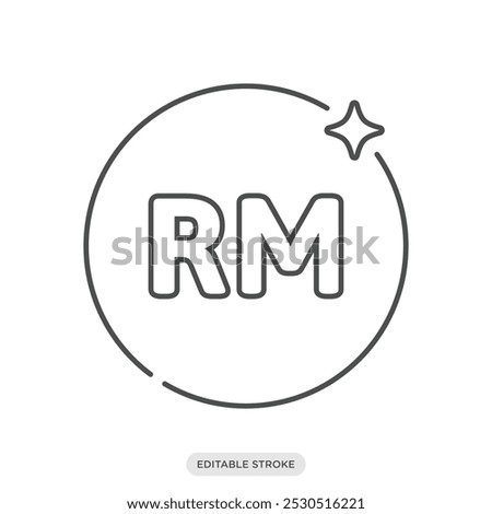Ringgit coin icon, Malaysian currency symbol on white background - vector illustration
