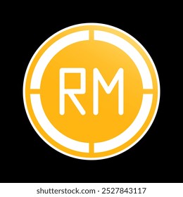 Ringgit coin icons. Malaysian money symbol, Smooth gradient fill logo of global currencies.
