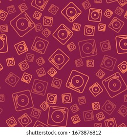 Ringing alarm bell icon isolated seamless pattern on red background. Fire alarm system. notification symbol.  Vector Illustration
