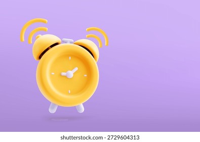 Ringing despertador 3D realista render ilustração vetorial. Botão volumétrico de alarme ícone 3D, lembrete e símbolo de aviso de prazo.