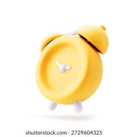Ringing despertador 3D realista render ilustração vetorial. Botão volumétrico de alarme ícone 3D, lembrete e símbolo de aviso de prazo.