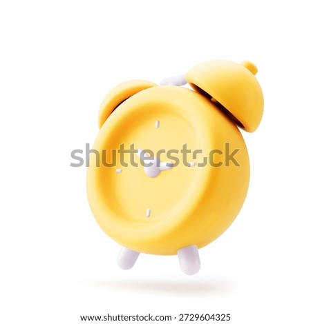 Ringing alarm clock 3D realistic render vector illustration. Alarm clock volumetric button 3D icon, reminder and deadline notice symbol.