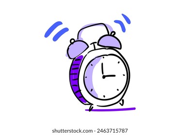 Ringing alarm clock Art vector illustration of alarm clock Icon, reminder and deadline notification symbol.