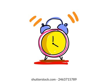 Ringing alarm clock Art vector illustration of alarm clock Icon, reminder and deadline notification symbol.
