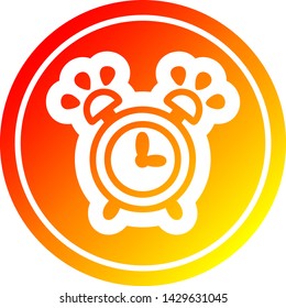 ringing alarm clock circular icon with warm gradient finish