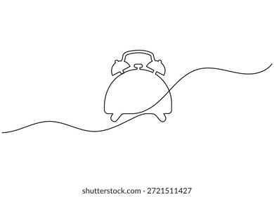 Toque Despertador Relógio Contínuo Uma Linha Desenho Tempo Minimalista Ilustração