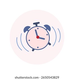 Ilustración plana de reloj de alarma sonando