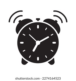 Ringing alarm clock icon. Alarm clock icon, retro alarm clock vector illustration.