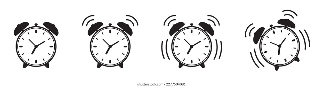 Ringing alarm clock icon. Alarm clock icon, retro alarm clock vector illustration.