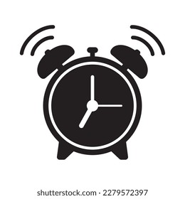 Ringing alarm clock icon. Alarm clock icon, retro alarm clock vector illustration.