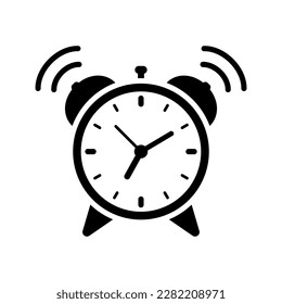 Ringing alarm clock icon. Alarm clock icon, retro alarm clock vector illustration.