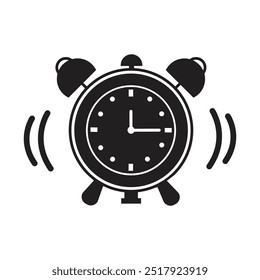 Icono de despertador sonando. Icono del despertador, Ilustración vectorial retro del despertador.