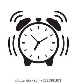 Ringing alarm clock icon. Alarm clock icon, vector retro alarm clock.