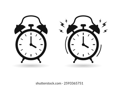 Ringing alarm clock icon. Alarm clock icon vector. Wake up timer clock. Morning timer clock vector design