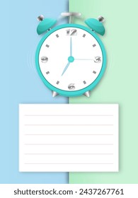 Ringing alarm clock illustration with banner space for your text.