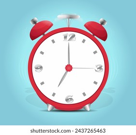 Ringing alarm clock illustration. isolated on blue background.