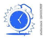Ringing alarm clock line onboarding ui illustration. Time management. Urgency, reminder, scheduling. Hurry alarmclock. Wake up outline blue 2D concept isolated. Monochrome metaphor vector art