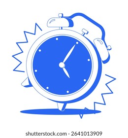 Ringing alarm clock line onboarding ui illustration. Time management. Urgency, reminder, scheduling. Hurry alarmclock. Wake up outline blue 2D concept isolated. Monochrome metaphor vector art