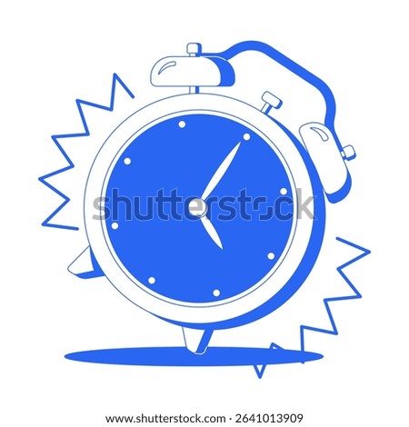 Ringing alarm clock line onboarding ui illustration. Time management. Urgency, reminder, scheduling. Hurry alarmclock. Wake up outline blue 2D concept isolated. Monochrome metaphor vector art