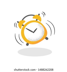 Ringing alarm clock on white background, cartoon vector illustration.