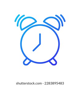 Ringing alarm clock pixel perfect gradient linear vector icon. Wake up time. Sleep schedule. Reminder tool. Thin line color symbol. Modern style pictogram. Vector isolated outline drawing