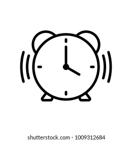 ringing alarm clock thin line icon on white background