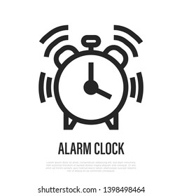 Ringing alarm clock thin line icon. Symbol of deadline. Vector illustration.
