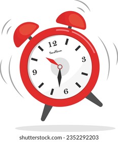 Ilustración vectorial del reloj de alarma de sondeo. Despierten tiempo. Vector plano en estilo de dibujos animados aislado en fondo blanco.