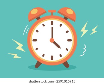 Ringing Alarm Clock - Vibrant Wake-Up Illustration.