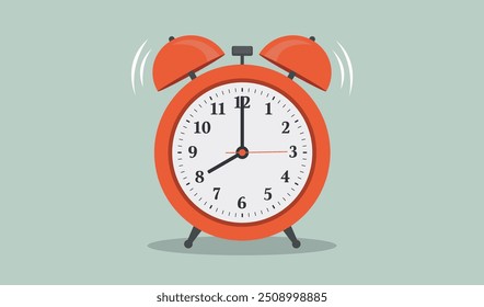 Ringing alarm clock. Wake up timer clock. Morning timer clock cartoon design. Ringing watch. Vector illustration.