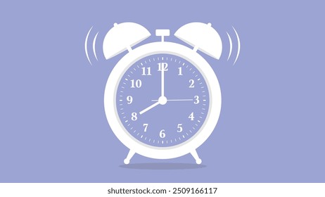 Ringing alarm clock. Wake up timer clock. Morning timer clock cartoon design. Ringing watch. Vector illustration.