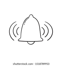 Ringing alarm vector icon handdrawn doodle style