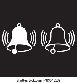 Ringing Bel line icon, outline and solid vector sign, linear and full pictogram isolated on black, logo illustration