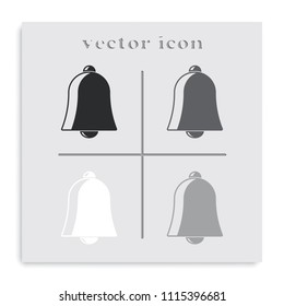 Ringing bell flat black and white vector icon.