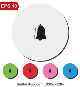 Ringing bell flat round colorful vector icon.