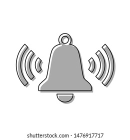 Ringing bell icon. Black line icon with gray shifted flat filled icon on white background. Illustration.