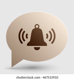 Ringing bell icon. Brown gradient icon on bubble with shadow.