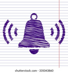 Ringing bell icon with chalk effect 