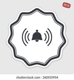 Ringing bell icon. Flat design style. Made vector illustration. Emblem or label with shadow.