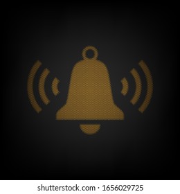Ringing bell icon. Icon as grid of small orange light bulb in darkness. Illustration.
