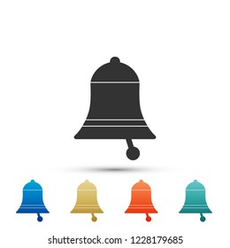 Ringing bell icon isolated on white background. Alarm symbol, service bell, handbell sign, notification symbol. Set elements in colored icons. Flat design. Vector Illustration